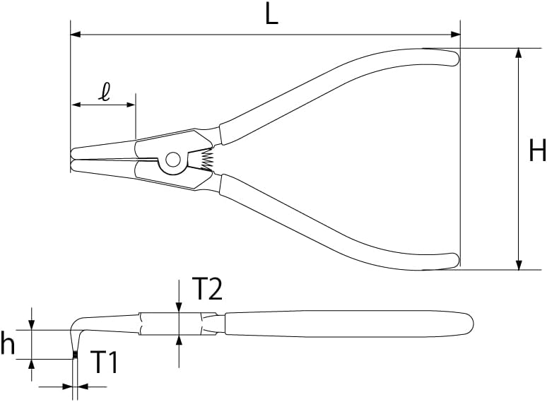 トップ (TOP) スナップリングプライヤ 軸用 曲爪 適応リング 3~9㎜ 先端